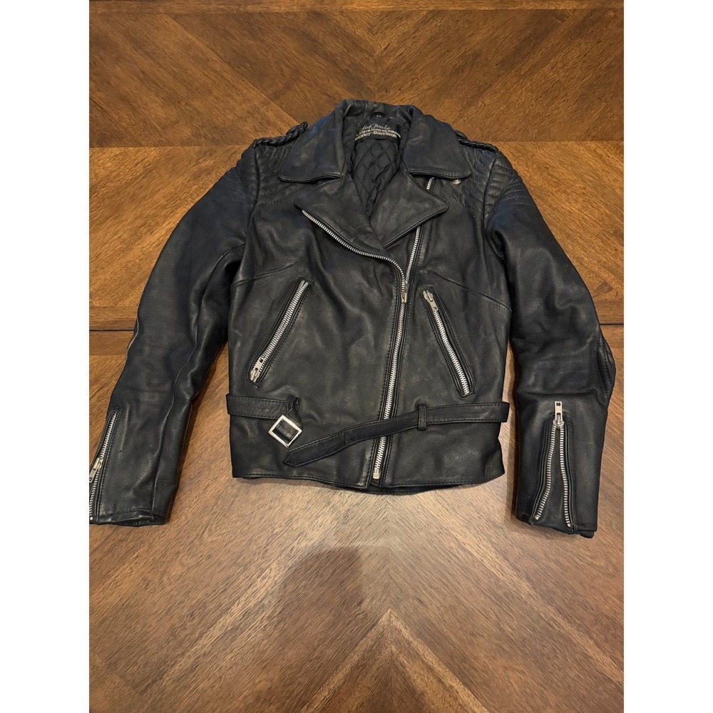 Hein Gericke Harley-Davidson Black Leather Biker Jacket Vintage Moto Size 34